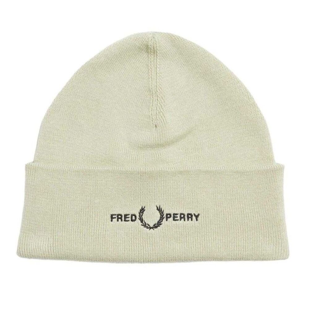 Fred Perry Unisex Adult Graphic Logo Beanie / Oyster